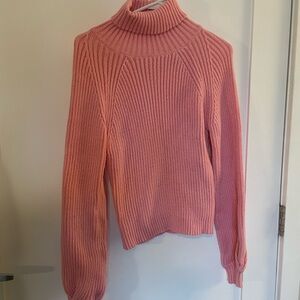 SHEIN Coral Ribbed Turtleneck Sweater